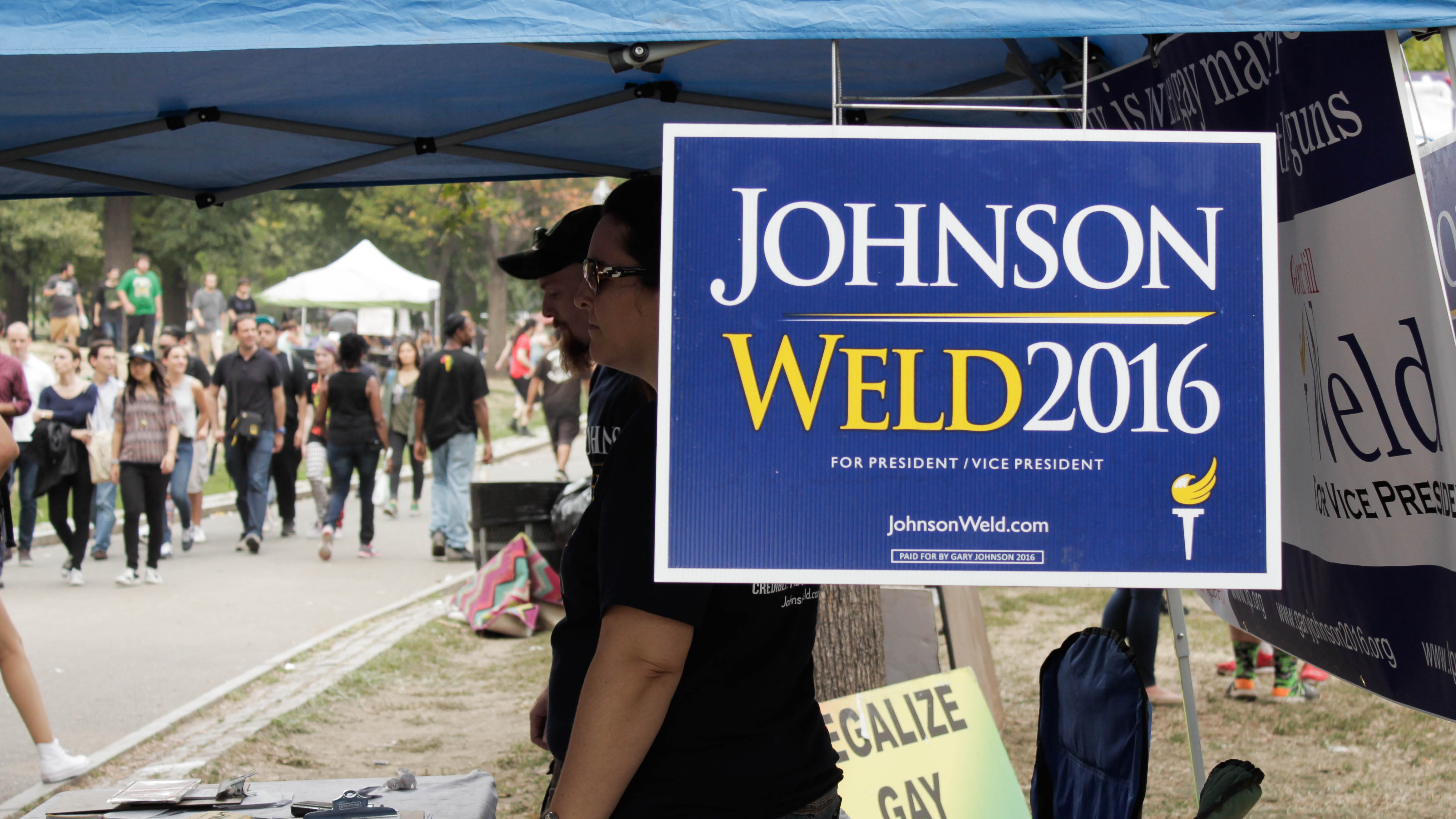 The JohnsonWeld tent at the Boston Freedom Rally. Boston University