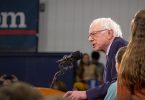 Senator and presidential candidate, Bernie Sanders, speaks before a crowd of supporters after he led the polls in New Hampshire Tuesday night.